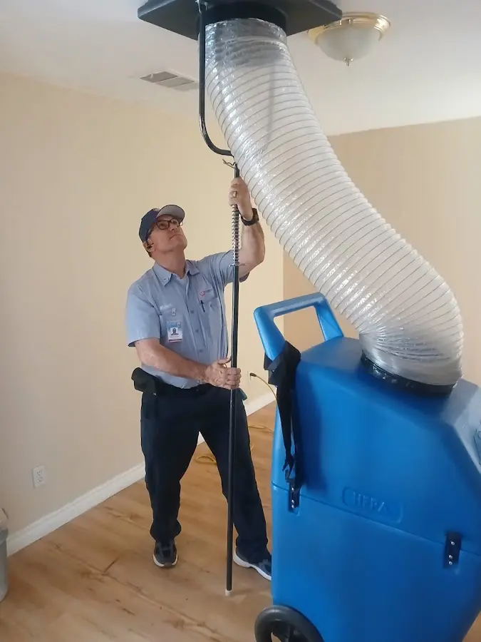 Mini Split Installation technician using HEPA equipment in Costa Mesa